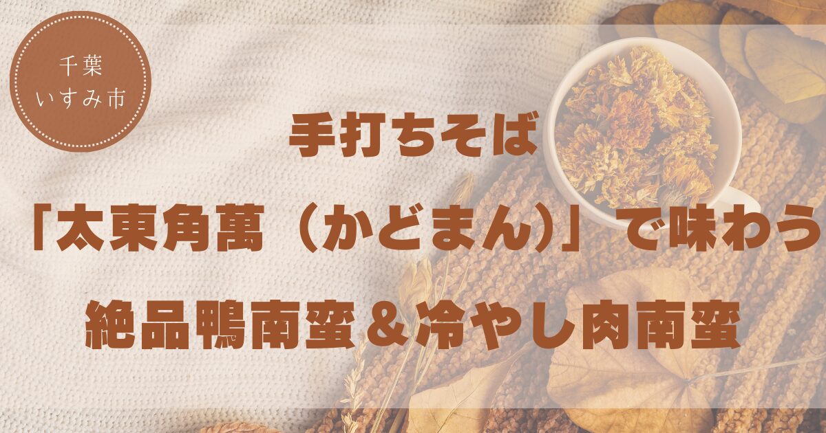 【いすみ市】手打ちそば「太東角萬(かどまん)」で味わう絶品鴨南蛮&冷やし肉南蛮